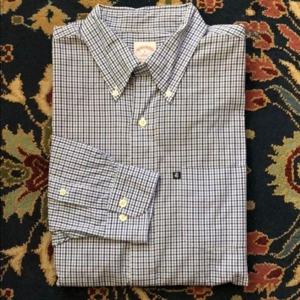 Brooks Brothers Plaid Gridded Logo Button Down Men